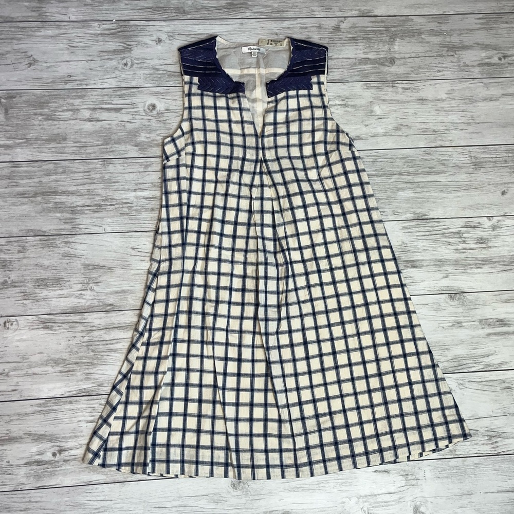 Madewell Blue / Cream Plaid Dress Size XXS NWT